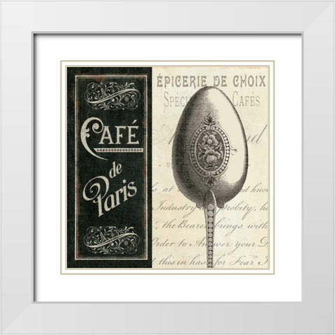 French Menu I White Modern Wood Framed Art Print with Double Matting by Pela Studio