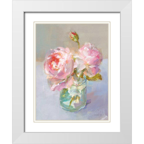 Sweet Roses I White Modern Wood Framed Art Print with Double Matting by Nai, Danhui