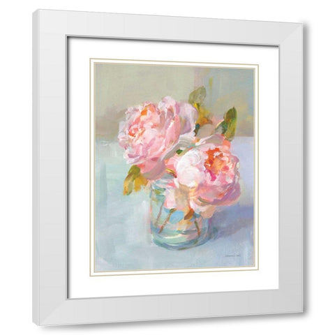 Sweet Roses II White Modern Wood Framed Art Print with Double Matting by Nai, Danhui