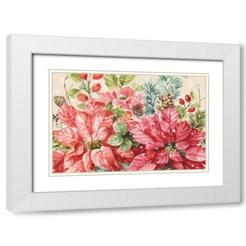 Our Christmas Story Poinsettias White Modern Wood Framed Art Print with Double Matting by Audit, Lisa