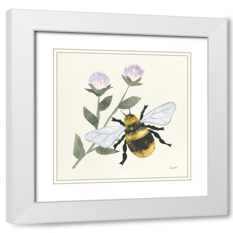 In the Garden Bee White Modern Wood Framed Art Print with Double Matting by Prahl, Courtney