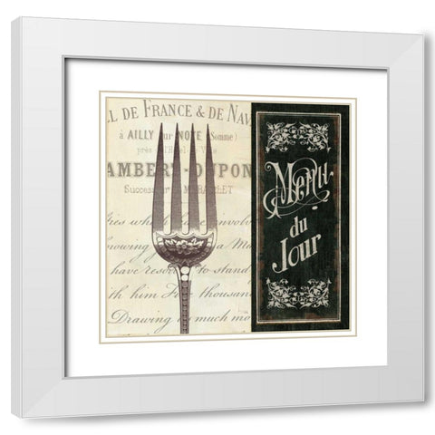 French Menu II White Modern Wood Framed Art Print with Double Matting by Pela Studio