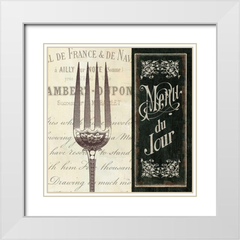 French Menu II White Modern Wood Framed Art Print with Double Matting by Pela Studio