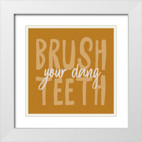 Bathroom Advice IV Yellow White Modern Wood Framed Art Print with Double Matting by Wild Apple Portfolio