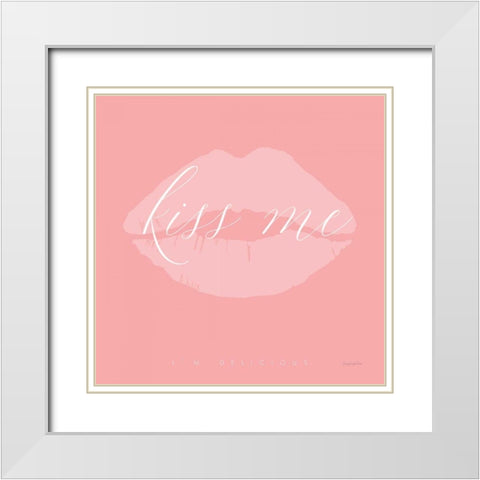 Kiss Me White Modern Wood Framed Art Print with Double Matting by Charro, Mercedes Lopez