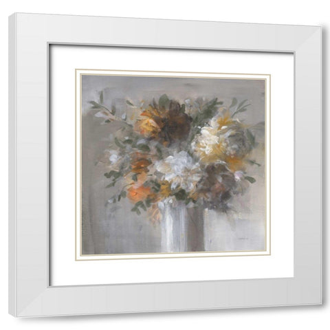 Weekend Bouquet with Green White Modern Wood Framed Art Print with Double Matting by Nai, Danhui