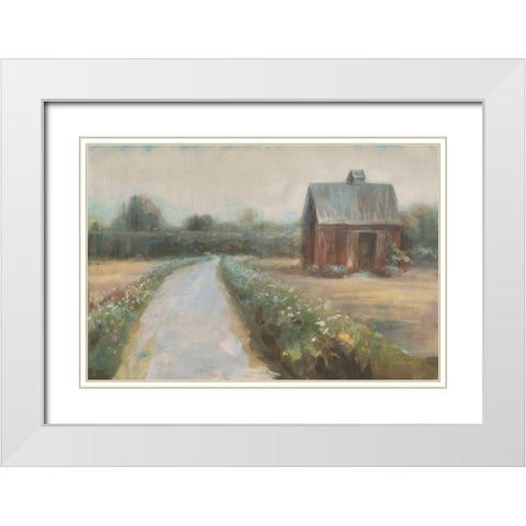 Road to the Fields Neutral White Modern Wood Framed Art Print with Double Matting by Nai, Danhui