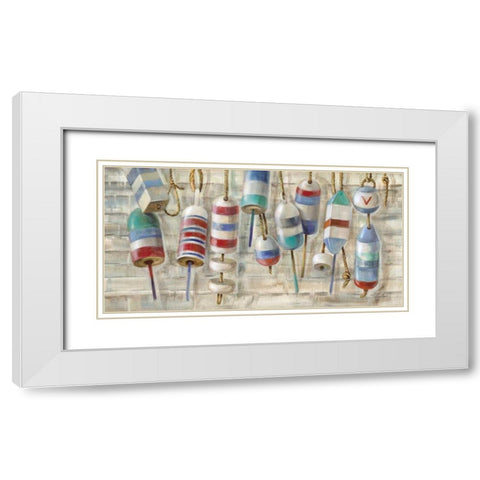 Summer Buoys White Modern Wood Framed Art Print with Double Matting by Vassileva, Silvia
