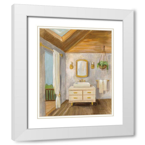Attic Bathroom I White Modern Wood Framed Art Print with Double Matting by Vassileva, Silvia