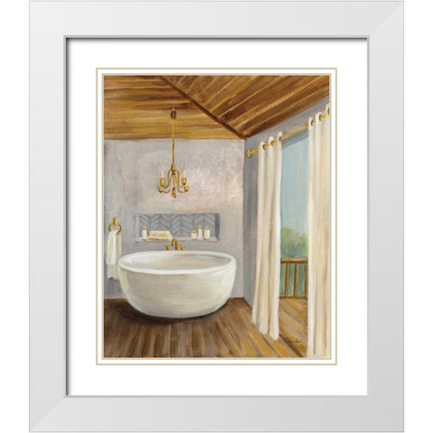 Attic Bathroom II White Modern Wood Framed Art Print with Double Matting by Vassileva, Silvia