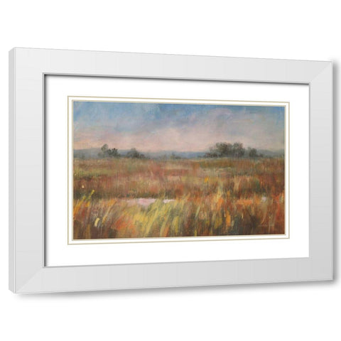 Autumn Fields White Modern Wood Framed Art Print with Double Matting by Nai, Danhui