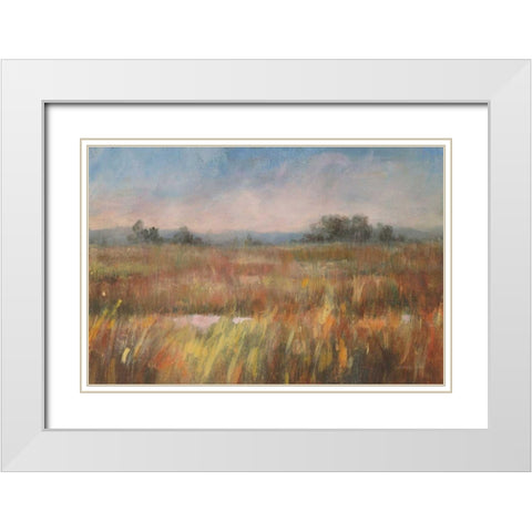 Autumn Fields White Modern Wood Framed Art Print with Double Matting by Nai, Danhui