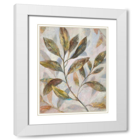 Leafy Flow I White Modern Wood Framed Art Print with Double Matting by Nai, Danhui