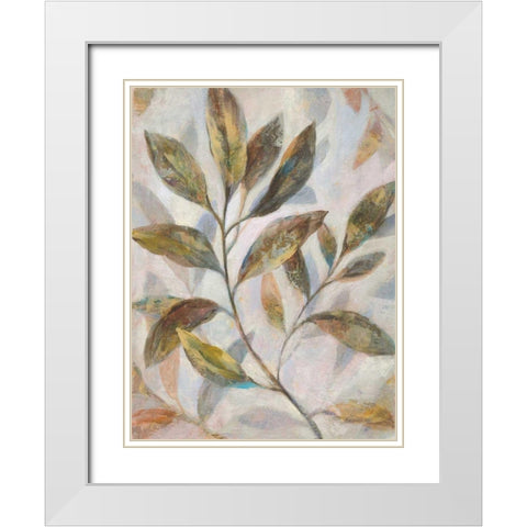 Leafy Flow I White Modern Wood Framed Art Print with Double Matting by Nai, Danhui