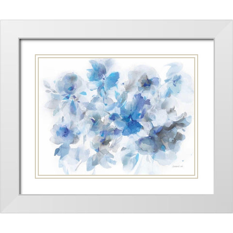 Floral Abstraction White Modern Wood Framed Art Print with Double Matting by Nai, Danhui