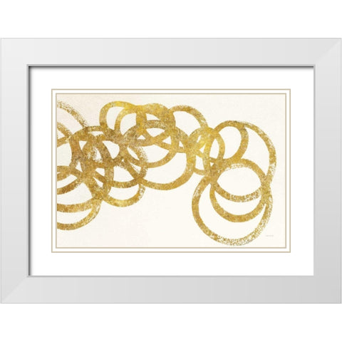 Swirling Element I Crop II Gold White Modern Wood Framed Art Print with Double Matting by Novak, Shirley