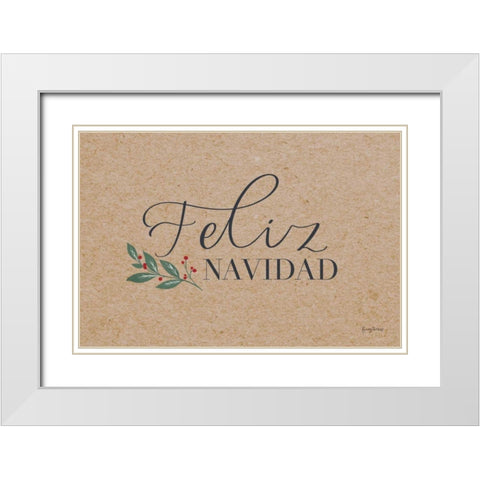 Neutral Christmas II White Modern Wood Framed Art Print with Double Matting by Thorns, Becky