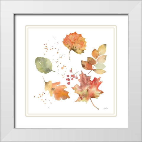 Falling Leaves I White Modern Wood Framed Art Print with Double Matting by Pete, Katrina