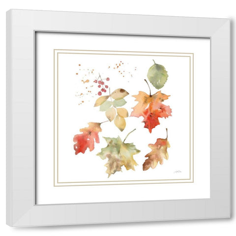 Falling Leaves II White Modern Wood Framed Art Print with Double Matting by Pete, Katrina