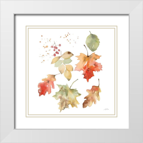 Falling Leaves II White Modern Wood Framed Art Print with Double Matting by Pete, Katrina