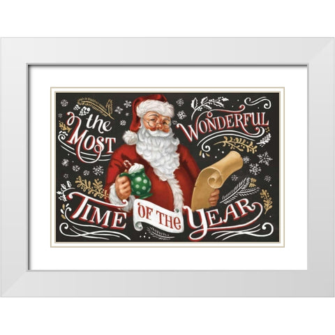 Santas List II Black White Modern Wood Framed Art Print with Double Matting by Penner, Janelle