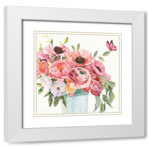 Boho Bouquet  XIII White Modern Wood Framed Art Print with Double Matting by Wiens, James