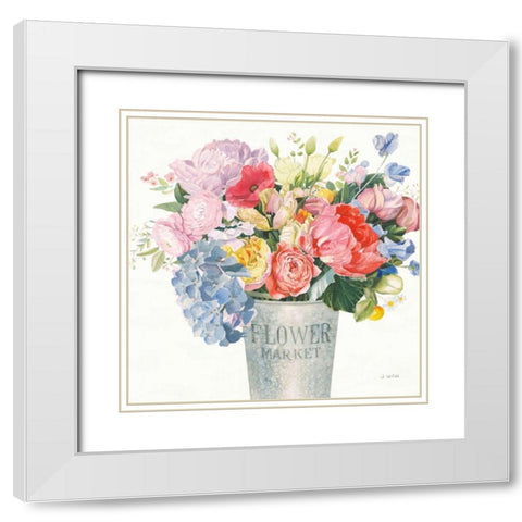 Boho Bouquet XVII White Modern Wood Framed Art Print with Double Matting by Wiens, James