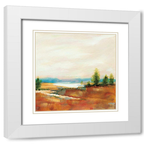 Amity Pond Sq White Modern Wood Framed Art Print with Double Matting by Schlabach, Sue