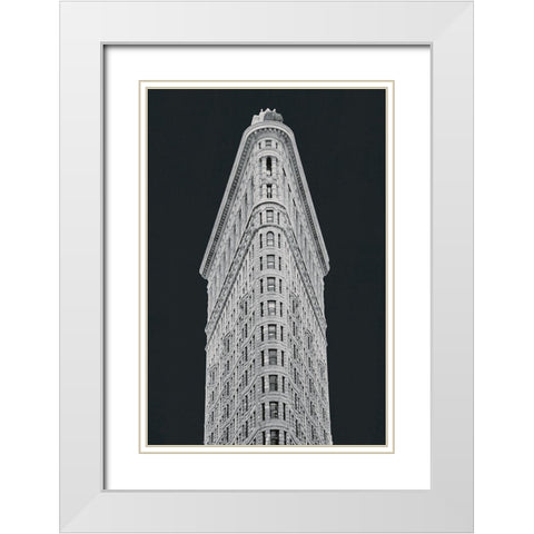 Flatiron Building on Black White Modern Wood Framed Art Print with Double Matting by Wild Apple Portfolio