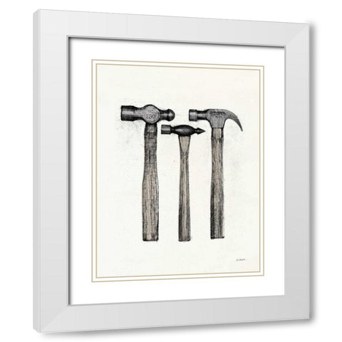 Hammers with Color Crop White Modern Wood Framed Art Print with Double Matting by Schick, Mike
