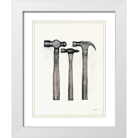 Hammers with Color Crop White Modern Wood Framed Art Print with Double Matting by Schick, Mike