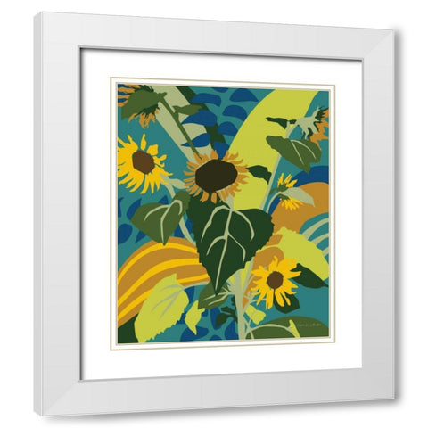 Sunflowers White Modern Wood Framed Art Print with Double Matting by Gallagher, Megan