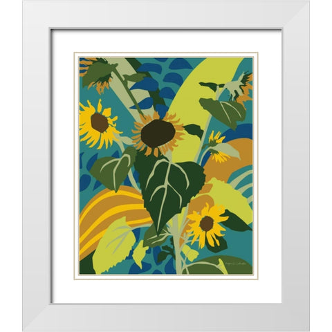 Sunflowers White Modern Wood Framed Art Print with Double Matting by Gallagher, Megan