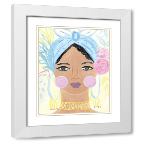Boho Lady IV White Modern Wood Framed Art Print with Double Matting by Zaman, Farida