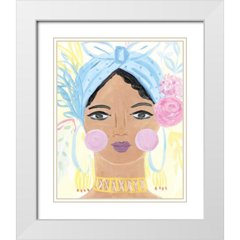 Boho Lady IV White Modern Wood Framed Art Print with Double Matting by Zaman, Farida