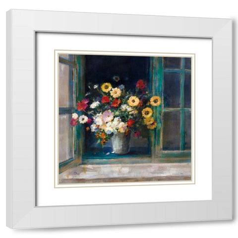 All Abloom White Modern Wood Framed Art Print with Double Matting by Nai, Danhui