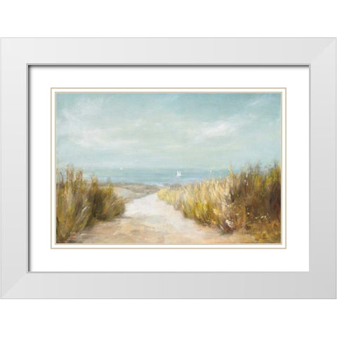 Distant Sails White Modern Wood Framed Art Print with Double Matting by Nai, Danhui