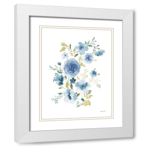 Floral Serenade I White Modern Wood Framed Art Print with Double Matting by Nai, Danhui