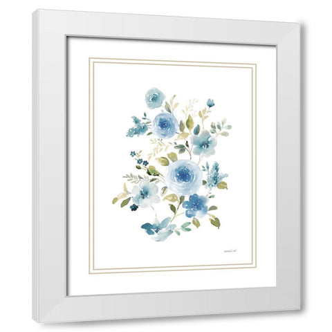 Floral Serenade II White Modern Wood Framed Art Print with Double Matting by Nai, Danhui