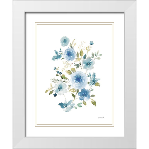 Floral Serenade II White Modern Wood Framed Art Print with Double Matting by Nai, Danhui