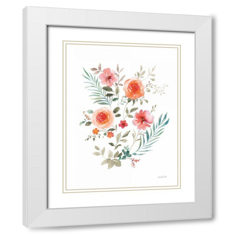 Floral Serenade III White Modern Wood Framed Art Print with Double Matting by Nai, Danhui