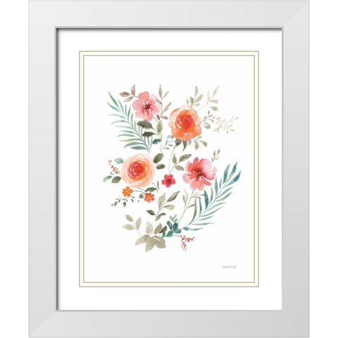 Floral Serenade III White Modern Wood Framed Art Print with Double Matting by Nai, Danhui