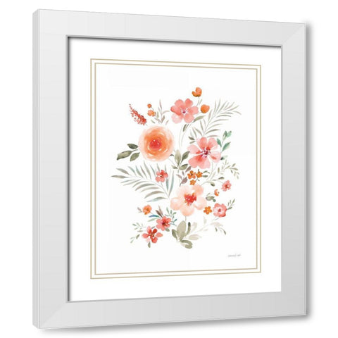 Floral Serenade IV White Modern Wood Framed Art Print with Double Matting by Nai, Danhui