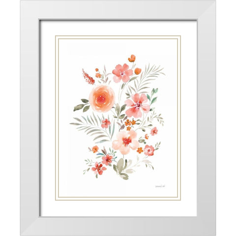 Floral Serenade IV White Modern Wood Framed Art Print with Double Matting by Nai, Danhui