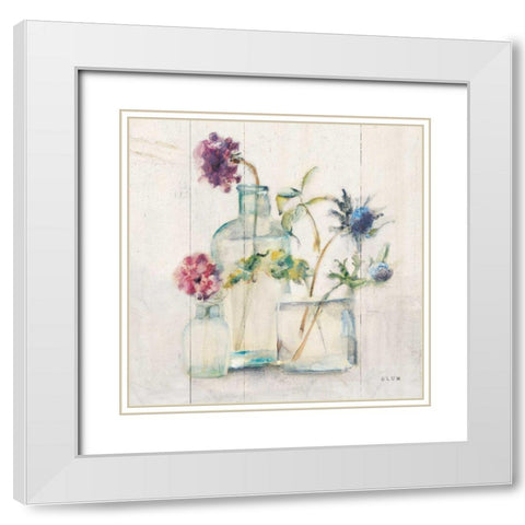 Blossoms II Light White Modern Wood Framed Art Print with Double Matting by Blum, Cheri