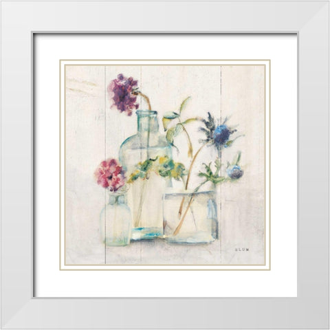 Blossoms II Light White Modern Wood Framed Art Print with Double Matting by Blum, Cheri