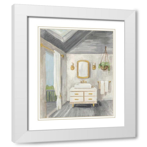 Attic Bathroom I Gray Wood White Modern Wood Framed Art Print with Double Matting by Vassileva, Silvia