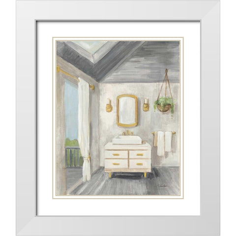 Attic Bathroom I Gray Wood White Modern Wood Framed Art Print with Double Matting by Vassileva, Silvia