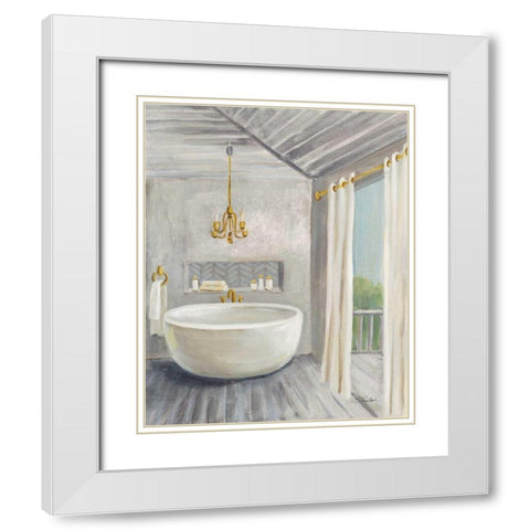 Attic Bathroom II Gray Wood White Modern Wood Framed Art Print with Double Matting by Vassileva, Silvia