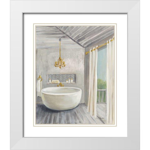 Attic Bathroom II Gray Wood White Modern Wood Framed Art Print with Double Matting by Vassileva, Silvia